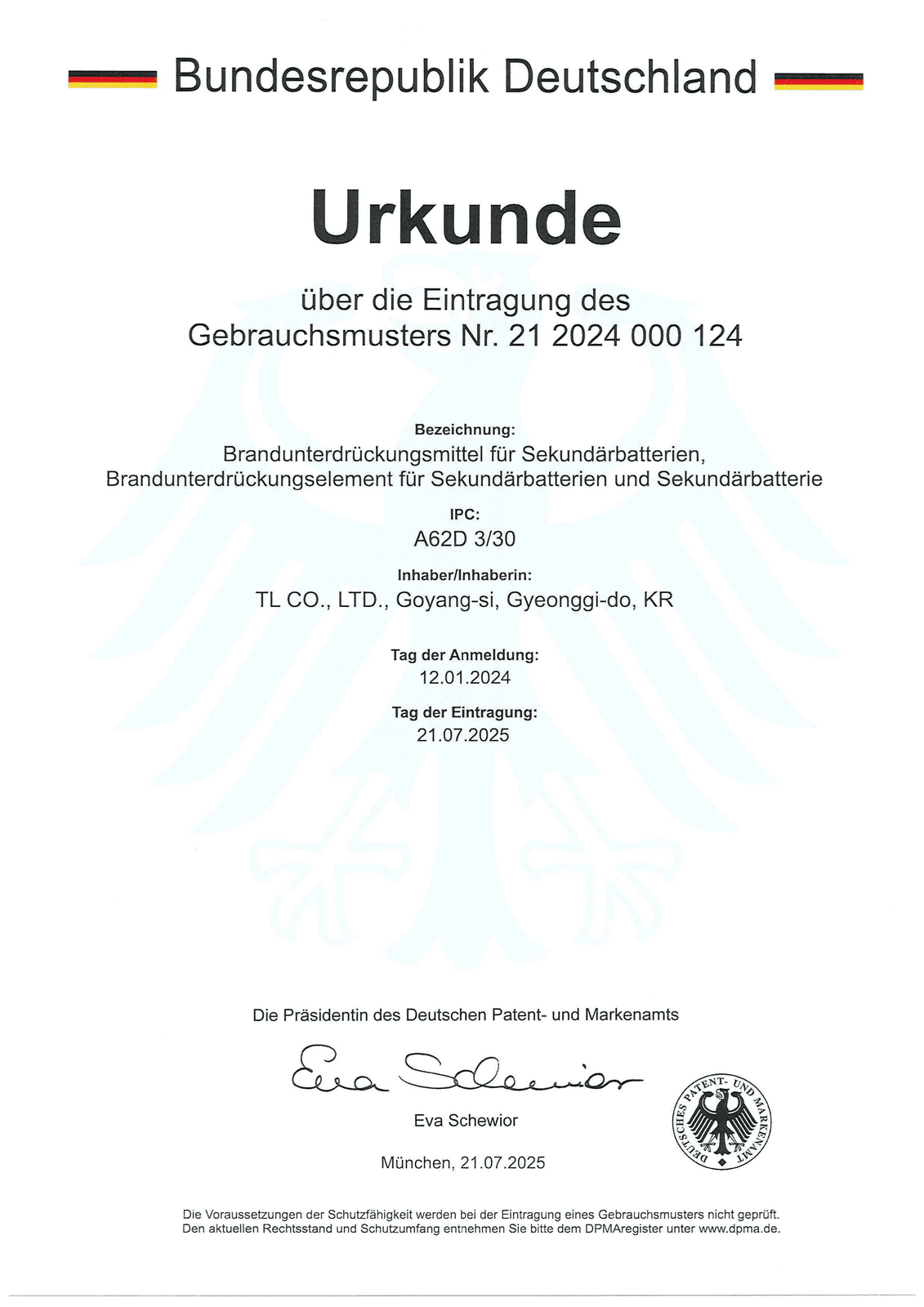 Germany (Europe) registration 21 2024 000 124